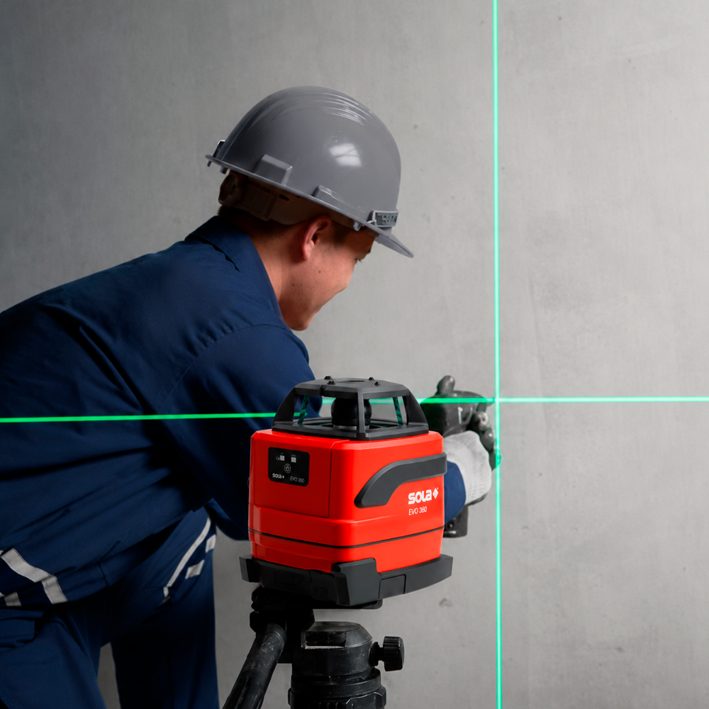 Nível a laser em uso